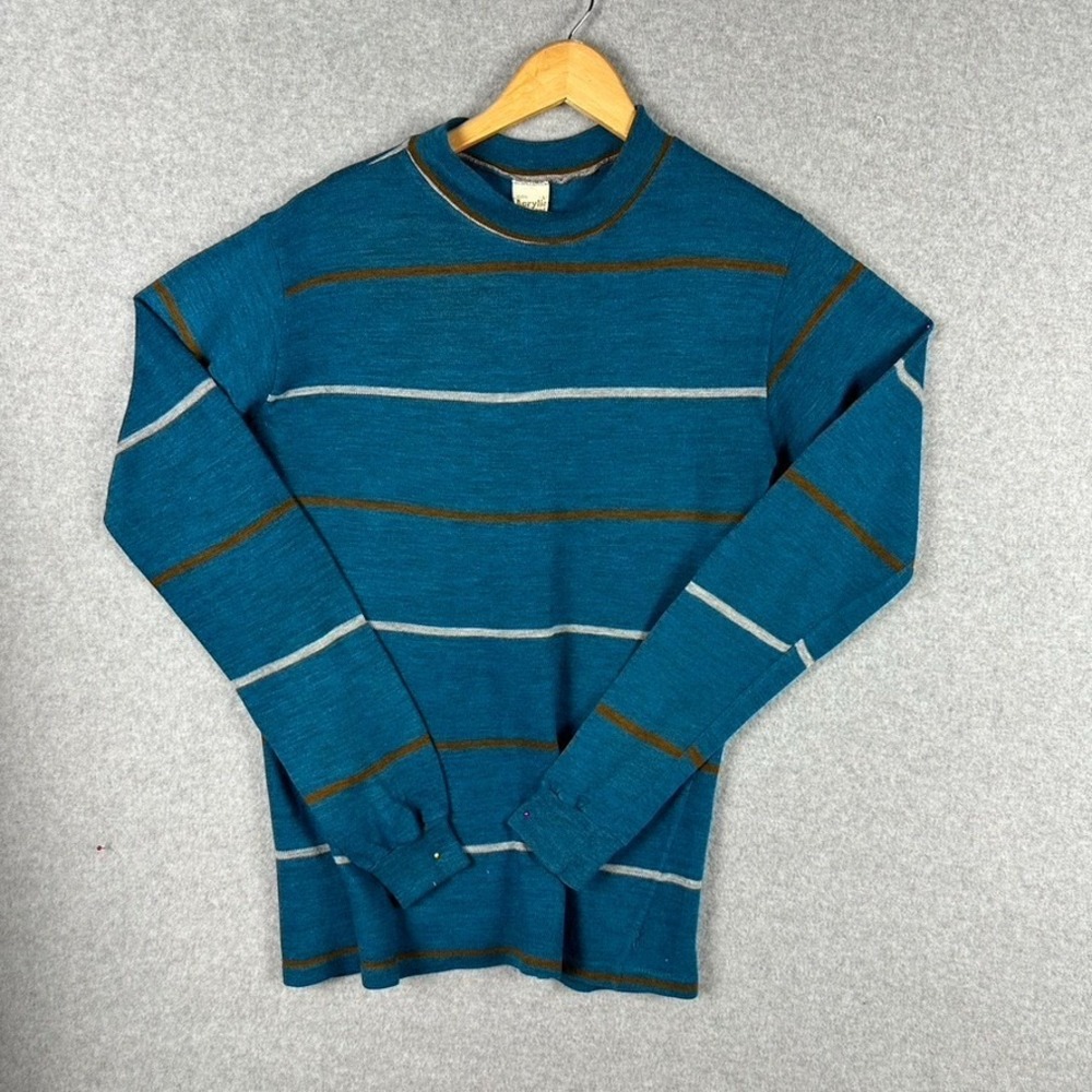 Vtg Arcylic By Campus Pullover Thin Sweater Blue USA‎ Mens M